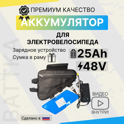 Аккумулятор для электровелосипеда 48V 25Ah с сумкой и зарядкой (1)
